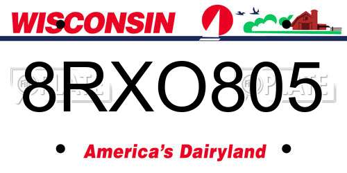 8RXO805 Wisconsin License Plate