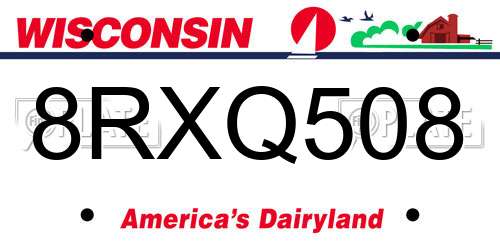 8RXQ508 Wisconsin License Plate