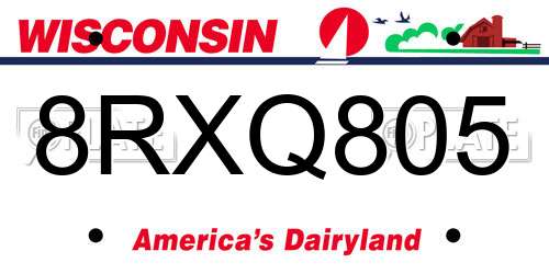 8RXQ805 Wisconsin License Plate