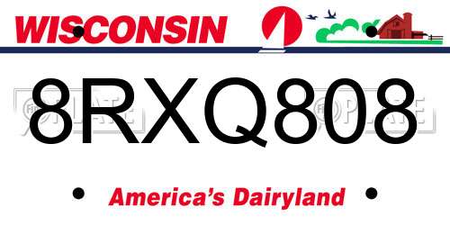 8RXQ808 Wisconsin License Plate