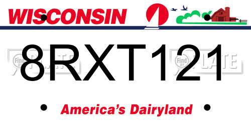 8RXT121 Wisconsin License Plate