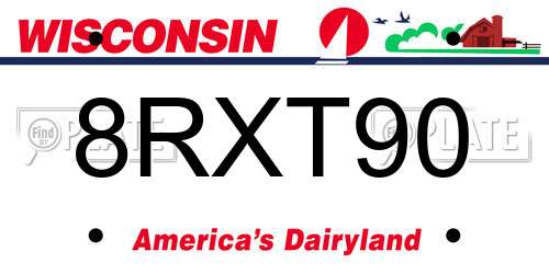 8RXT90 Wisconsin License Plate