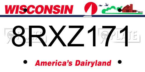 8RXZ171 Wisconsin License Plate