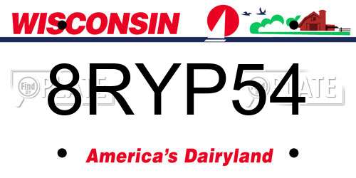 8RYP54 Wisconsin License Plate