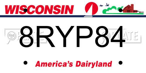 8RYP84 Wisconsin License Plate