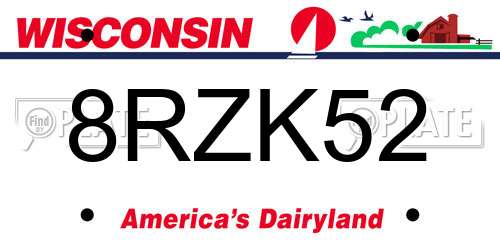 8RZK52 Wisconsin License Plate