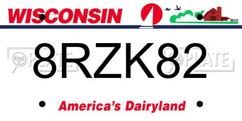 8RZK82 Wisconsin License Plate