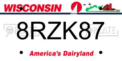 8RZK87 Wisconsin License Plate