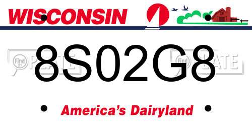 8S02G8 Wisconsin License Plate