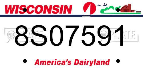 8S07591 Wisconsin License Plate