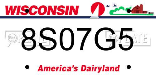 8S07G5 Wisconsin License Plate