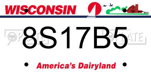 8S17B5 Wisconsin License Plate