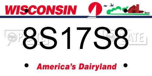 8S17S8 Wisconsin License Plate