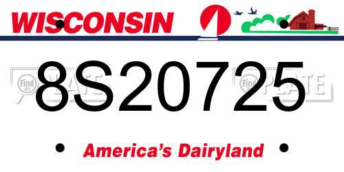8S20725 Wisconsin License Plate