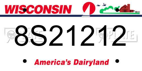 8S21212 Wisconsin License Plate