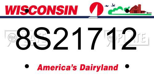 8S21712 Wisconsin License Plate