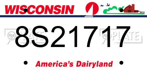 8S21717 Wisconsin License Plate
