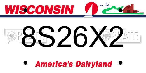 8S26X2 Wisconsin License Plate