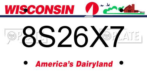8S26X7 Wisconsin License Plate