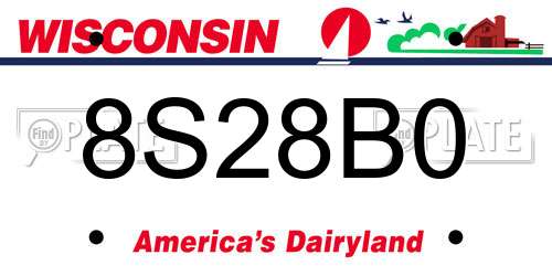 8S28B0 Wisconsin License Plate