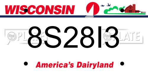 8S28I3 Wisconsin License Plate