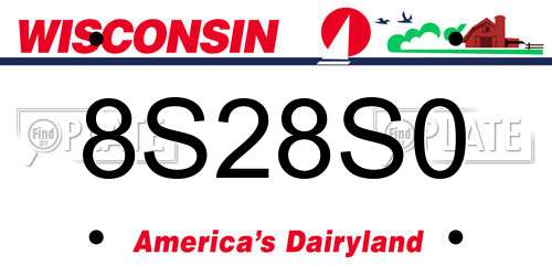 8S28S0 Wisconsin License Plate