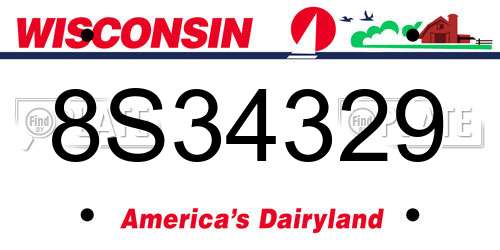 8S34329 Wisconsin License Plate