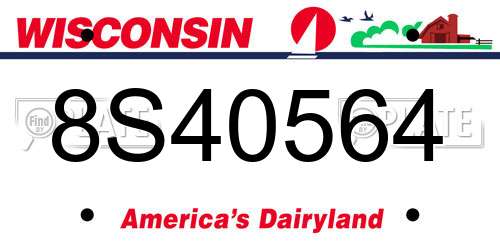 8S40564 Wisconsin License Plate