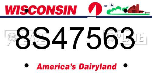 8S47563 Wisconsin License Plate
