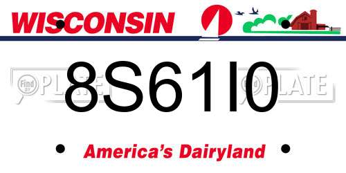 8S61I0 Wisconsin License Plate