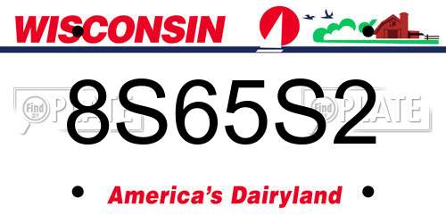 8S65S2 Wisconsin License Plate