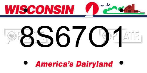 8S67O1 Wisconsin License Plate
