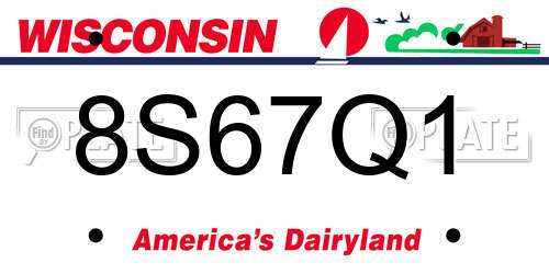 8S67Q1 Wisconsin License Plate
