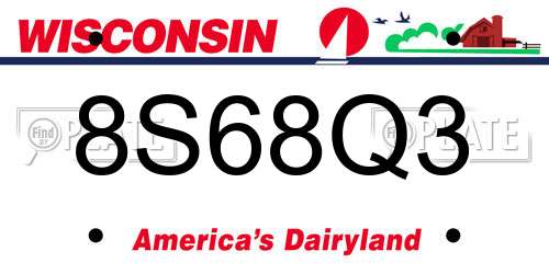 8S68Q3 Wisconsin License Plate