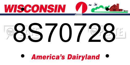 8S70728 Wisconsin License Plate