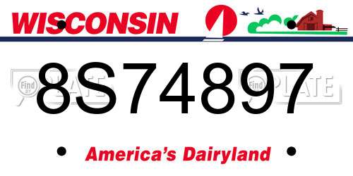 8S74897 Wisconsin License Plate