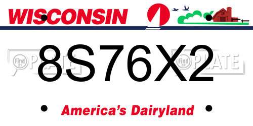 8S76X2 Wisconsin License Plate