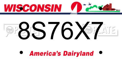 8S76X7 Wisconsin License Plate