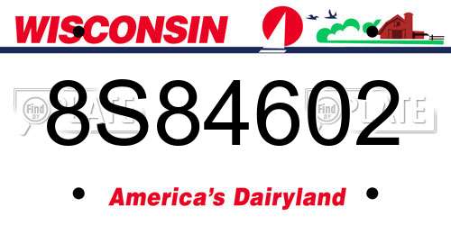 8S84602 Wisconsin License Plate