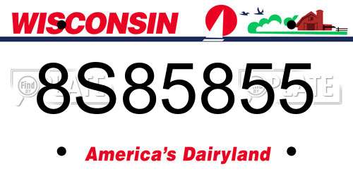 8S85855 Wisconsin License Plate