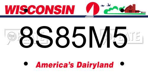 8S85M5 Wisconsin License Plate
