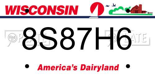 8S87H6 Wisconsin License Plate