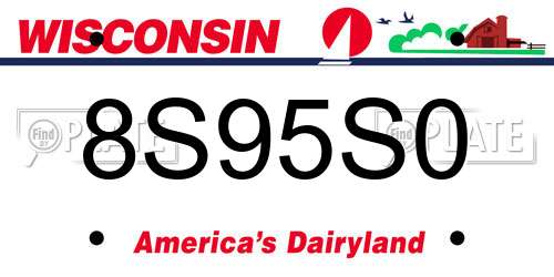 8S95S0 Wisconsin License Plate