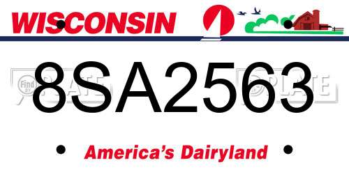 8SA2563 Wisconsin License Plate