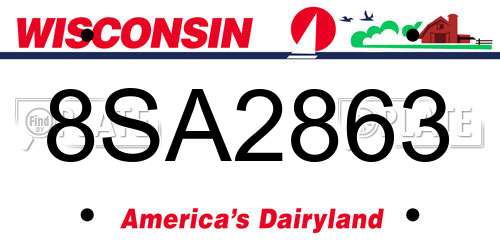 8SA2863 Wisconsin License Plate