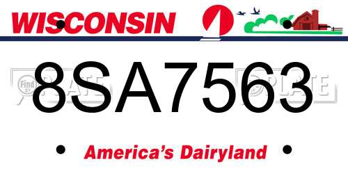 8SA7563 Wisconsin License Plate