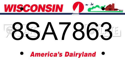 8SA7863 Wisconsin License Plate
