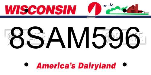 8SAM596 Wisconsin License Plate