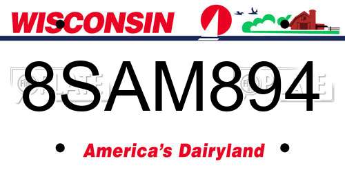8SAM894 Wisconsin License Plate