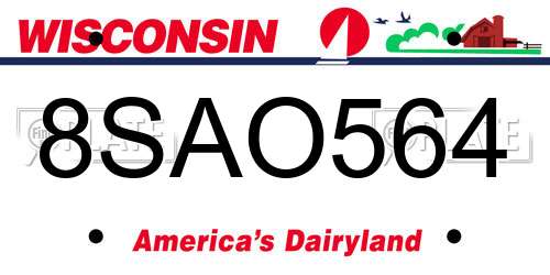 8SAO564 Wisconsin License Plate